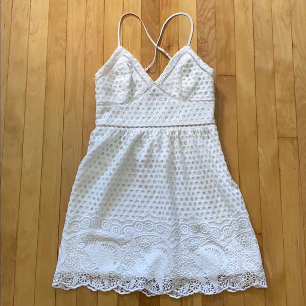 A&F White Dress with lace/crochet overlay